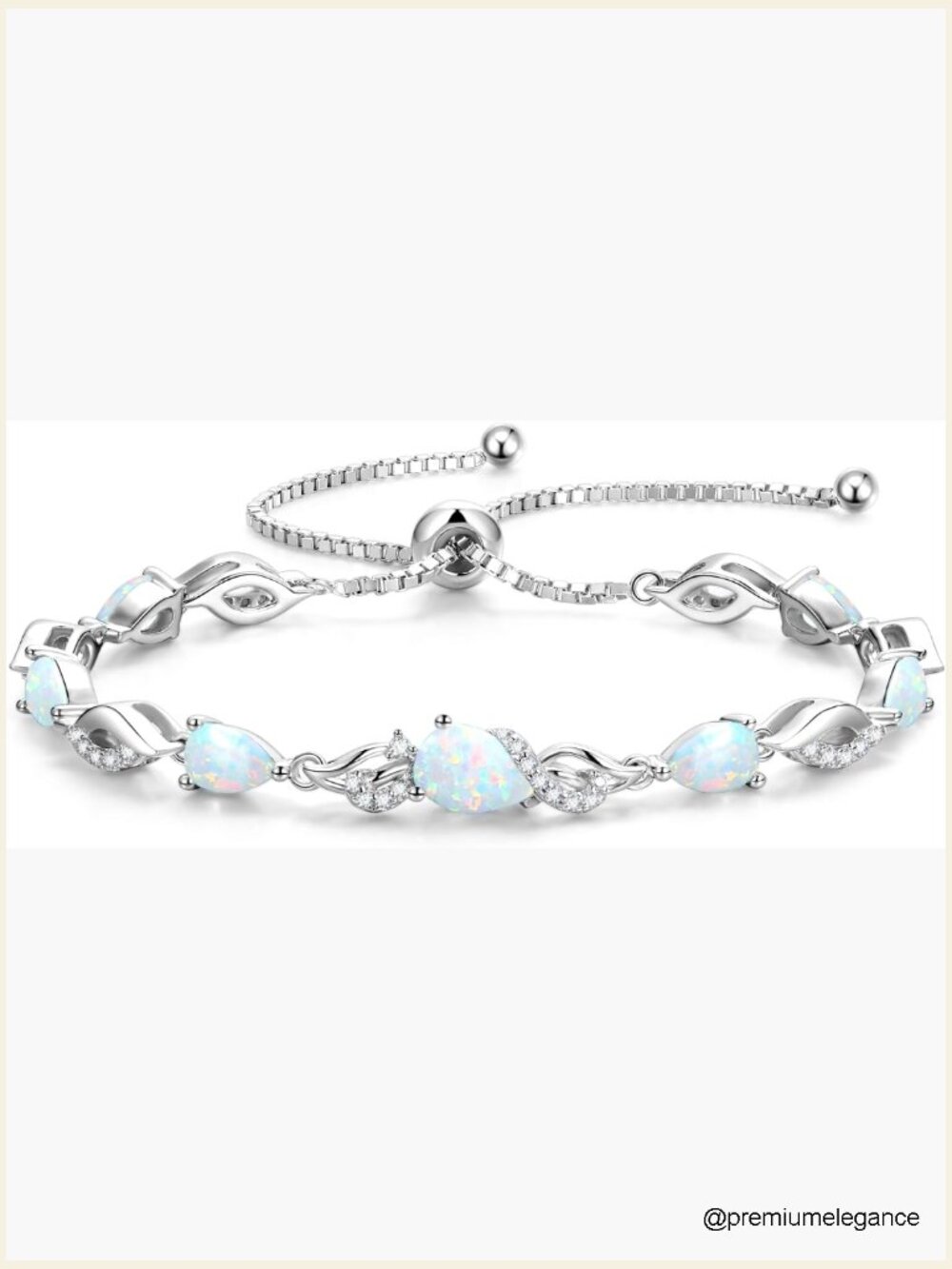 Sterling Silver Birthstone Teardrop Tennis Bracelet Adjustable - Picture 1 of 7